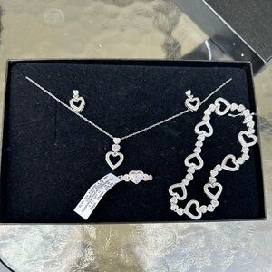 Silver Diamond Accent 4 piece Heart gift set.
